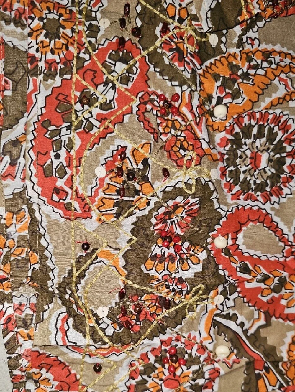 Avenue Paisley Maxi Skirt in Tan, Coral, Olive & White - Picture 4 of 4